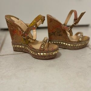 Christian Louboutin Cataclou Cork Wedge Red Sole